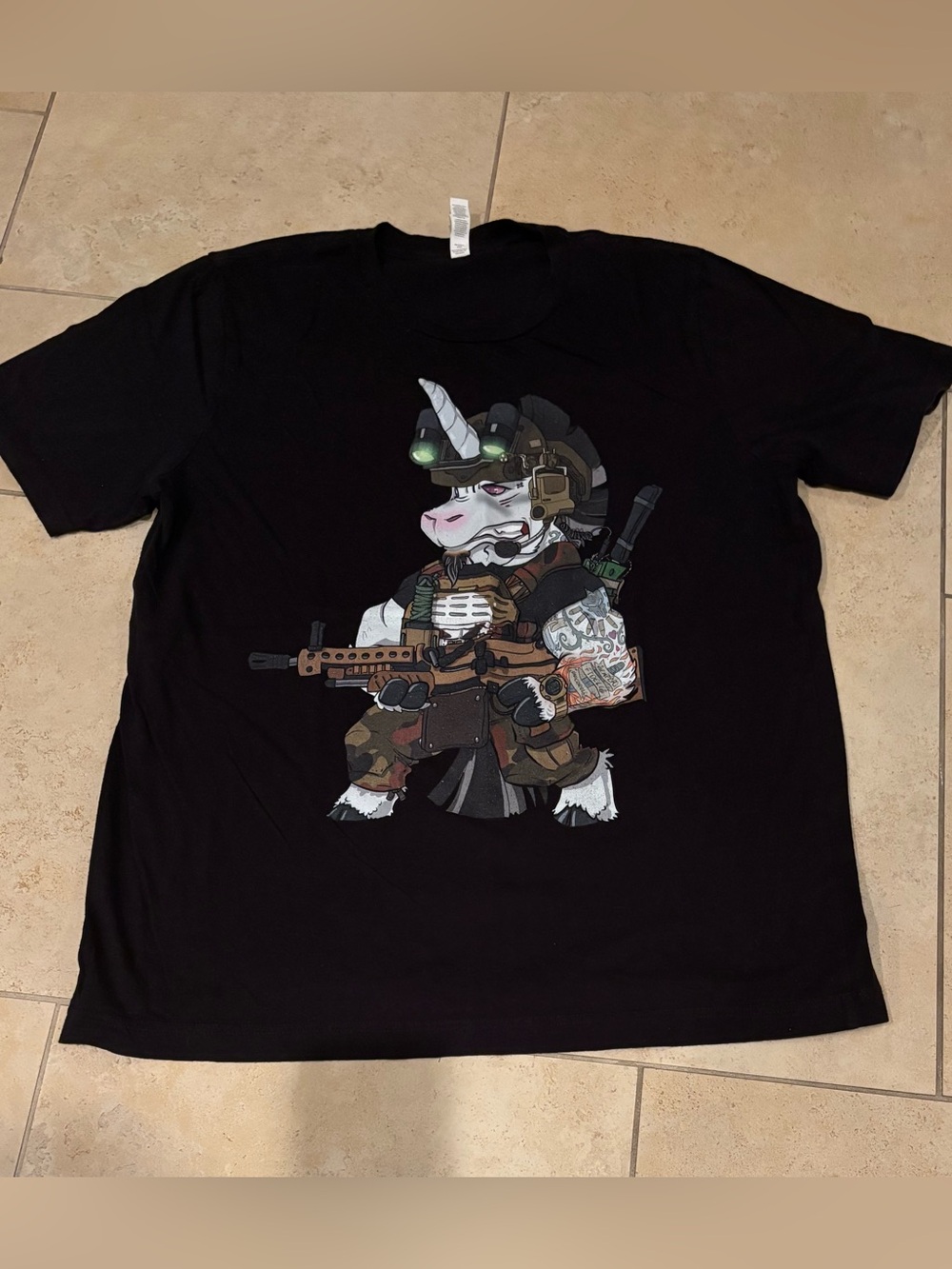 Canvas Men’s XL Black Graphic Unicorn Tactical T-shirt